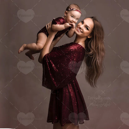 Newborn Photography Props Baby One Year Old jumpsuit Mother Daughter Set