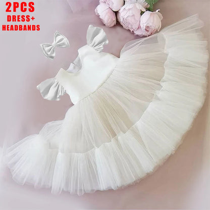 Baby Wedding Girl Dress Fluffy 1st Birthday Party Lace Princess Dress