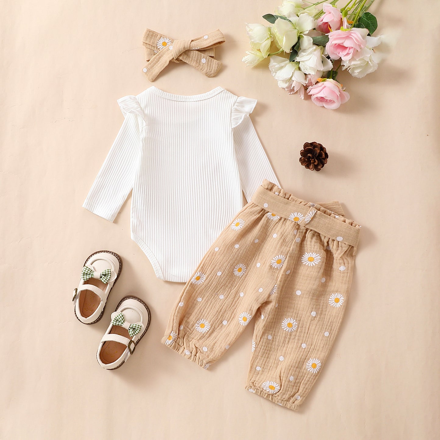 Baby Simple And Versatile Bow Three Piece Set