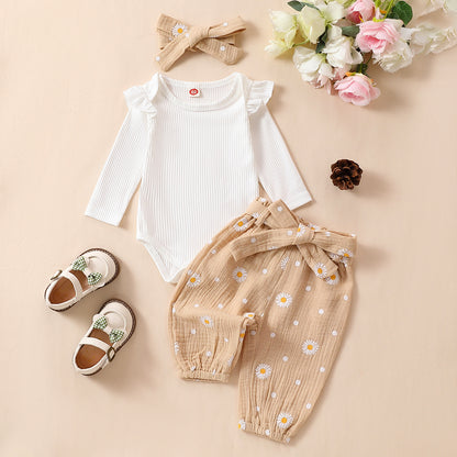 Baby Simple And Versatile Bow Three Piece Set