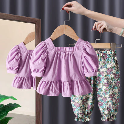 New Baby Girl Summer Short Sleeve Two Piece Suit