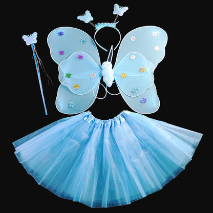 Children's Day Performance Set Double-layer Sequined Wings 4-Piece Set