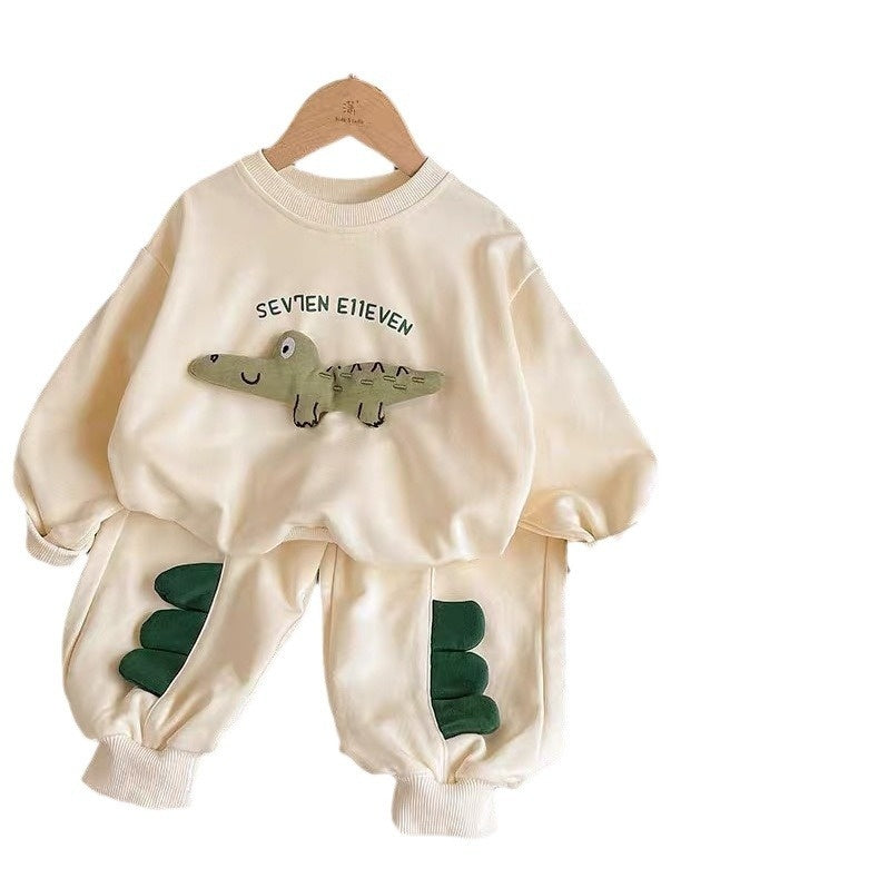 Western Style Little Dinosaur Suit Boys And Girls Two-piece Set